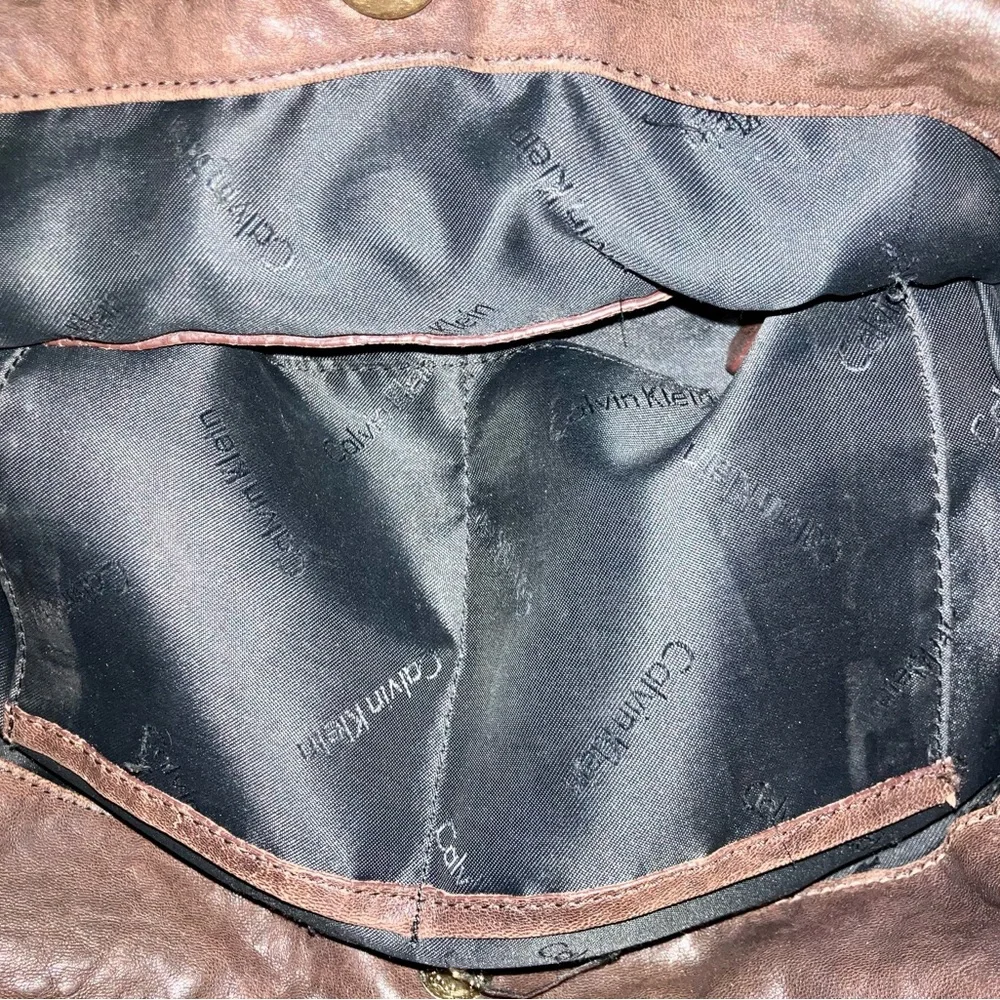 Calvin Klein Dark Brown Leather Tote - Picture 8 of 9